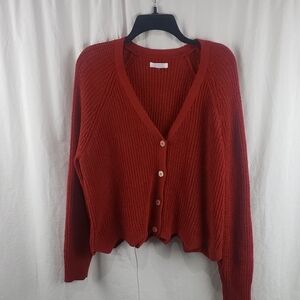 LC Lauren Conrad XXL Burnt Orange Button Up Cardigan